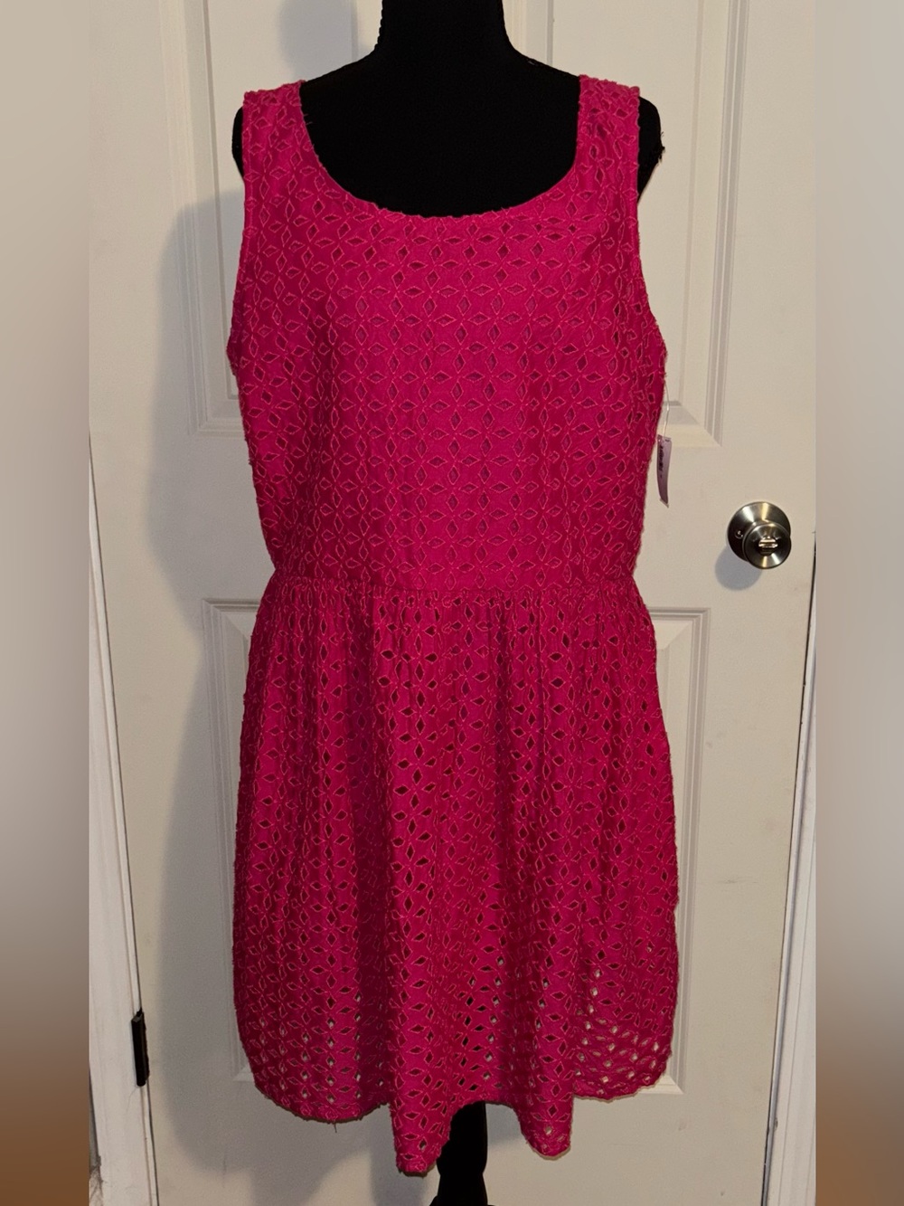 Old Navy Hot Pink Eyelet Sleeveless Dress
